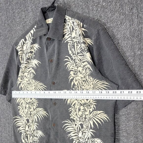 Tommy Bahama Shirt Mens Small Gray 100% Silk Hawaiian Palms Casual Button Up - Picture 5 of 14